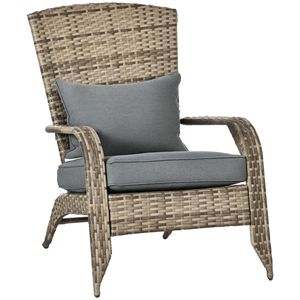 Sedia Adirondack da Esterno in Vimini con Braciere, Schienale Alto Curvo e Cuscini Morbidi per Eventi Confortevoli - Product Image 1