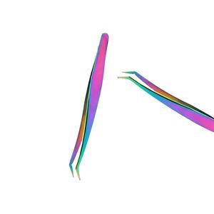 แหนบต่อขนตาแบบกำหนดเองแหนบปลายสีรุ้งไฟเบอร์แหนบปลายแหลม - Product Image 2