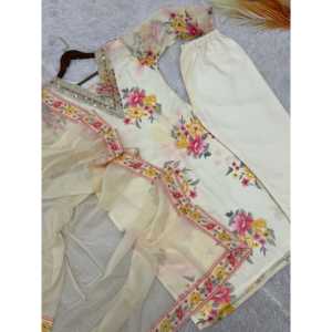 Conjunto de Top, Pantalón y Dupatta para Mujer con Elegante Bordado de Lentejuelas - Product Image 2