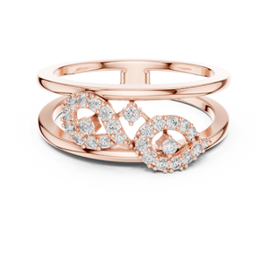 Bagues doubles LUMINARA en or rose massif 18 carats plaqué rhodium, minimalistes, avec diamants de laboratoire, pour fiançailles, fêtes, mariages et usage quotidien - Product Image 1