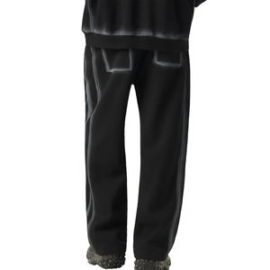 Pantalones deportivos de chándal con efecto acid wash, 350GSM, con cordón, de forro polar, holgados, rectos, con estampado, para exteriores, informales, para hermandades, para hombre - Product Image 2