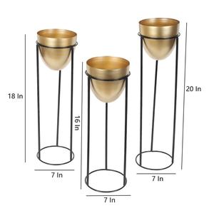 Modern Metal Flower <b>Stands</b> Set Gold Plated Round Planters Indoor Decorative <b>Vases</b> for Tabletop Use Minimalist Design - Product Image 2