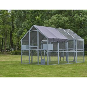 Grande Recinto per Gatti da Esterno 110 Pollici con Piattaforme e Copertura Impermeabile, Gabbia per Gattini Grigia Migliorata - Product Image 1