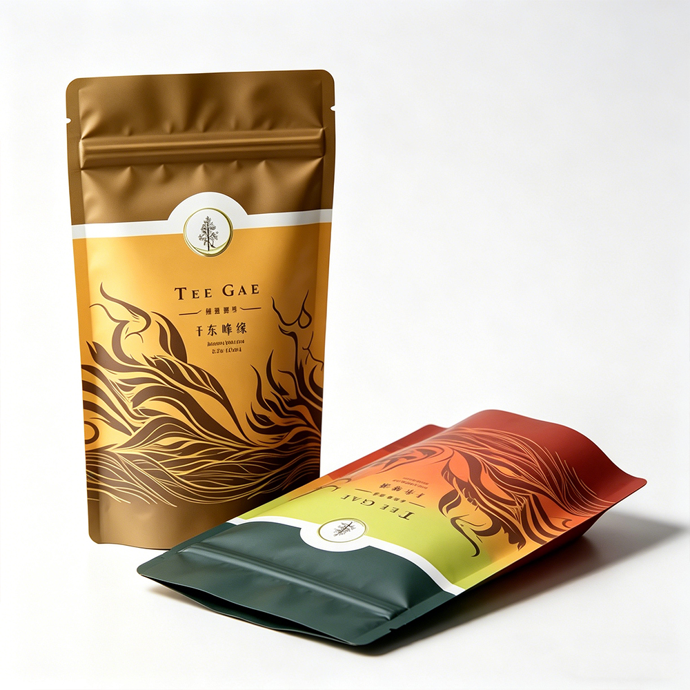 Custom Logo Ziplock Recycled Standing up Pouch Food Biodegradable Packaging with Ziplock Organic Tea Travel Bag Plastic Bags