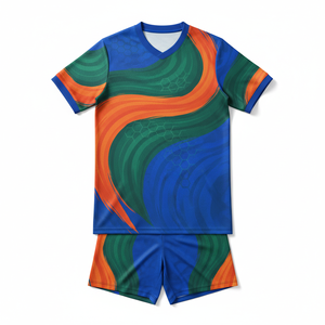 Maillots de football personnalisés en gros, uniformes de football respirants de haute qualité, manches courtes, logo sur le devant, unisexe, adulte - Product Image 1