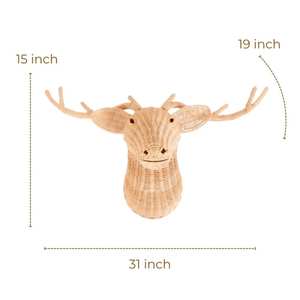 หัวกวางหวายติดผนัง เฟอร์นิเจอร์เด็กเล็ก ตกแต่งห้องเด็ก ห้องนอนเด็ก ของตกแต่งรูปสัตว์จากหวายธรรมชาติ - Product Image 2