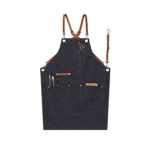 Delantal de Cocina Profesional de Lona con Correa de Cuero Resistente, Uniforme de Camarero de Bistro, Delantal Comercial para Cocina, Panadería y Camiones de Comida - Product Image 3