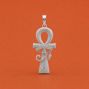 Pendentif Croix Ankh en Argent Sterling 925 avec Diamants Moissanite Sertis, Bijoux Hip Hop - Product Image 1