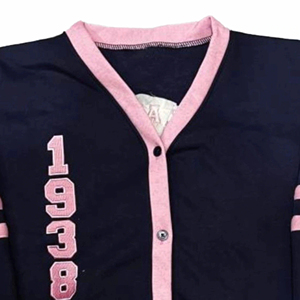 Premium V Neck Custom Sorority Button Front 100% Cotton Breathable <b>Thick</b> <b>Cardigan</b> Loungewear Long Sleeve Simple Embroidery - Product Image 3