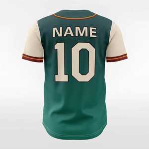 Camiseta de Béisbol para Hombre, Verde Crema, Manga Corta, Cierre de Botones, 100% Poliéster, Transpirable, Ropa Deportiva, Talla Adulto Regular, Disponible en Línea - Product Image 2