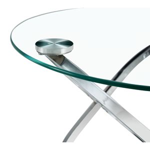 Mesa de Centro Moderna Redonda de Vidrio con Acabado Cromado y Cubierta de Vidrio Templado para Sala de Estar, Mesa de Centro Plateada - Product Image 6