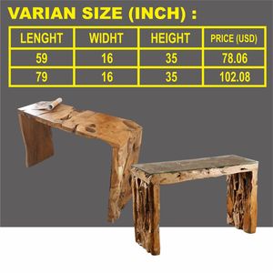 TEAK CONSOLE <b>TABLE</b> TEAK ROOT LEGS - Product Image 3
