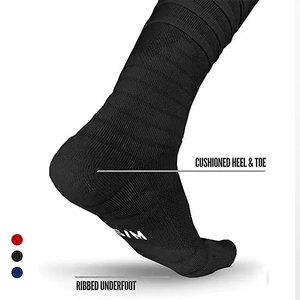 Blue Knee High Soccer <b>Socks</b> Solid Color Breathable Knitted for Adults Football Activity - Product Image 3
