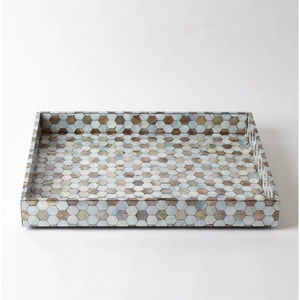 Plateaux de service carrés en bois avec perles pour table à manger, plateaux de service pour aliments et boissons, fournitures pour la maison, les hôtels et les restaurants - Product Image 2