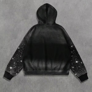 Sweat à capuche d'hiver haut de gamme à coupe diamantée avec design en strass, style urbain décontracté, écologique, respirant, coupe oversize - Product Image 2