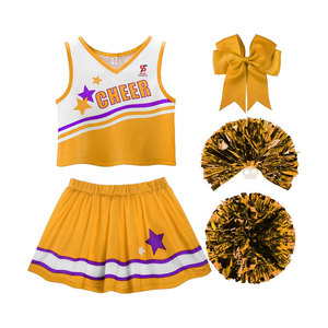 Tenue de cheerleading pour filles, tissu extensible haute élasticité, couleurs vives, coutures durables, idéale pour les compétitions scolaires - Product Image 1