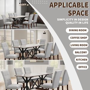 Tavolo da Pranzo Moderno Grigio 63 Pollici in Pietra Sinterizzata, Rettangolare, Effetto Marmo, con Struttura a X in Metallo - Product Image 6