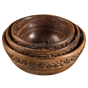 Durable Top Selling Modern Design Home Hotel Supplies Wooden Handmade Bowl Set of 3 for Bar Banquet and Home Kitchen Use - Product Image 6
