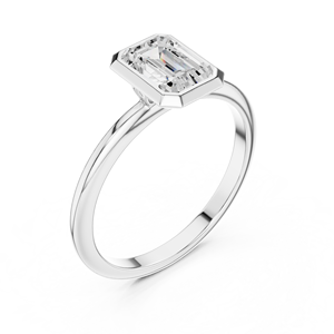 Sterling <b>Silver</b> Bezel Set <b>Emerald</b> Moissanite Engagement <b>Ring</b> | Modern Bezel Solitaire Wedding <b>Ring</b> for Women - Product Image 3