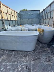 Bañera de Diseño Moderno con Superficie Sólida, Bañera de Piedra Artificial Color Gris Cemento para Apartamento, Hotel, Precio de Fábrica 2026 - Product Image 6