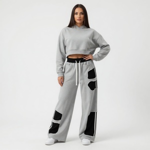 Pantalones Deportivos Anchos Personalizados para Mujer, con Recortes y Parches, Cintura Alta, Estilo Casual Urbano, al por Mayor, OEM - Product Image 6