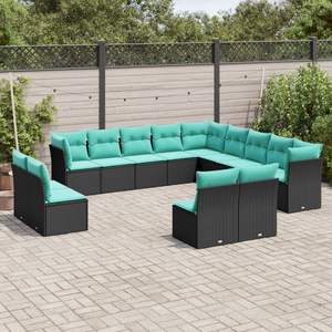 Ensemble de canapés de patio en rotin PE noir 100% polyester avec structure en acier thermolaqué pour ensembles de jardin - Product Image 1