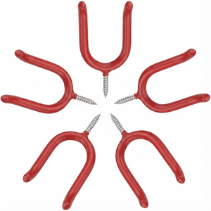 Crochets utilitaires en acier robuste OEM ODM, revêtement en vinyle rouge, montage mural, support de rangement pour vélo, organisateur multifonction pour atelier - Product Image 1