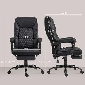 Executive Office Chair Comfortable Reclining Swivel High Back Adjustable Headrest <b>Footrest</b> Black Nylon PU BIFMA Certified - Product Image 3