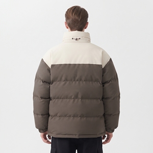 Men's Winter Color Block <b>Bubble</b> Jacket Custom Logo Stand Collar Full Zip Insulated Puffer <b>Coat</b> - Product Image 5
