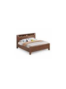 Lit plateforme moderne en teck massif avec pieds robustes, finition naturelle, taille Queen, meuble de chambre à coucher - Product Image 4