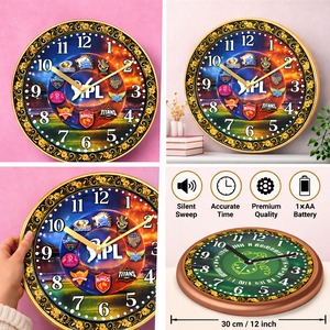 Reloj de Pared con Impresión Personalizada Inspirado en IPL - Regalo Perfecto para Amantes del Cricket, Día de la Madre y Navidad - Product Image 3