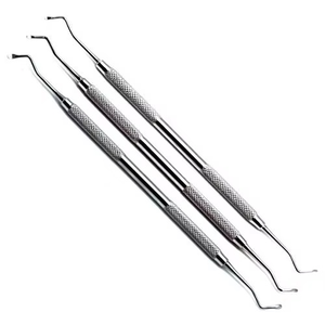 ช้อนขูดฟันพรีเมียม สแตนเลสสตีล ใช้ซ้ำได้ ฆ่าเชื้อได้ ช้อนขูดฟันสองด้าน อุปกรณ์ขูดฟันสำหรับกำจัดเนื้อฟันผุ - Product Image 2