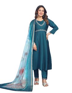 ชุดเสื้อผ้าปากีสถานอินเดียสำหรับโอกาสพิเศษชุดงานปักลายผ้าไหมจอร์เจีย - Product Image 1