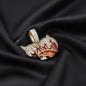 Colgante de moissanita con forma de corazón de ángel y demonio, estilo hip hop, plata de ley 925, joyería fina, regalo romántico para enamorados. - Product Image 4