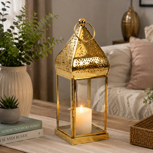 Brass <b>Lantern</b> Candle Holder Metal <b>Hurricane</b> <b>Lantern</b> Decorative Hanging Candle Stand Home Decor Wedding Table Centerpiece Gift - Product Image 4
