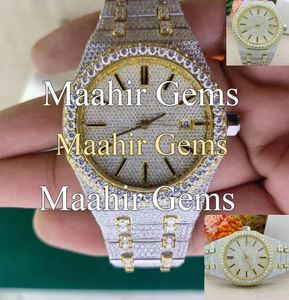 Montre mécanique pour homme Mossinate en moissanite et acier inoxydable, boîtier rond, cadran en verre, résistance à l'eau 10 bars, bracelet à fermoir - Product Image 2