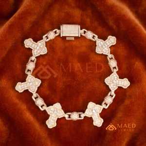 Bracelet Moissanite Or Rose à Maillons Osseux, Chaîne Fine Hip Hop, Pulsera de Lujo pour Homme et Femme, Style Premium - Product Image 1