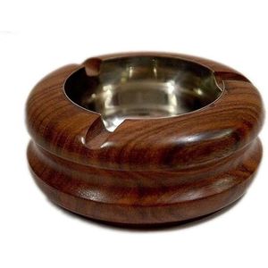 Cenicero de Madera Premium con Inserto de Acero Inoxidable, Cenicero Redondo para Cigarros, Cenicero Resistente para el Hogar, Bar u Oficina - Product Image 4