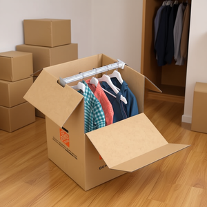 Vietnam Supplier's Corrugated Wardrobe <b>Moving</b> <b>Box</b> with Hanging Rail for Garment Relocation - Product Image 3