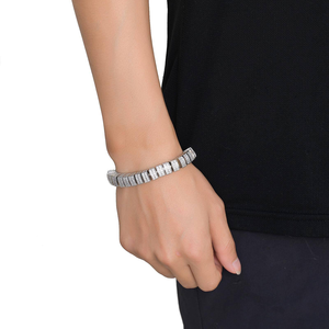 Bracelet en moissanite et diamants, en argent 925, maillons sertis de pierres, finition or et argent - Product Image 2