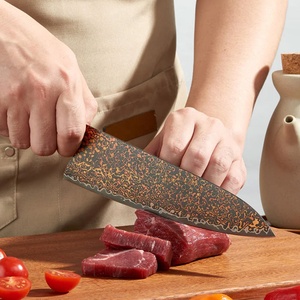 Luxury Copper Damascus Chef <b>Knife</b> with Wood/Customized Handle OEM/ODM High-End Culinary <b>Knife</b> for Restaurant & Home Kitchen - Product Image 3