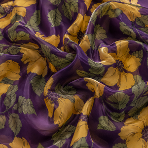 Tela de Chifón 100% Viscosa Estampada con Patrón Floral y de Hojas, Ligera, Tejida, Ecológica, para Vestidos y Chales - Product Image 5