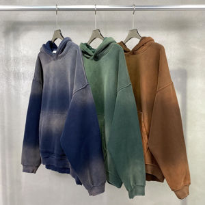 เสื้อฮู้ดดี้โอเวอร์ไซส์สไตล์วินเทจใหม่ ผ้าฝ้าย 100% แบบครอปไซส์ XL  ตกแต่งแบบดิสเทรสสำหรับงานพิมพ์นูนและเอฟเฟกต์ซันเฟด - Product Image 5