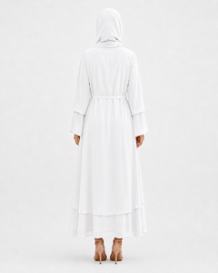 Abaya longue pour femmes 2026, style élégant en tissu doux, caftan uni en polyester et mousseline avec ceinture assortie - Product Image 2