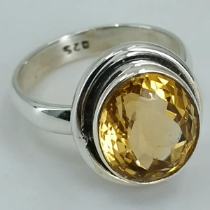 Citrine 925 Sterling Silver <b>Boho</b> Statement Promise <b>Ring</b> for Women Yellow Gemstone 10 x 12 mm Oval November Birthstone Month - Product Image 4