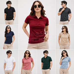 Camisetas Polo Unisex de Algodón, Color Sólido, Manga Corta, Tejido Casual, Teñido Liso, Corte Regular para Mujeres y Hombres, Ropa de Bangladesh - Product Image 1