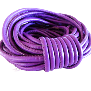 Gloss Finish <b>Round</b> Stitched Leather Cord | for Gift Wrapping Jewelry Making & Craft Charm DIY - Product Image 1