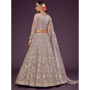 Zeel Clothing Lehenga Choli de malla suave semicosturada con bordado Precious Lilac y Dupatta - Product Image 5