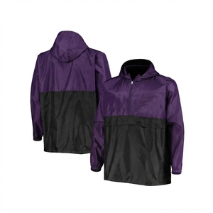 Chaqueta Impermeable con Capucha y Bloques de Color Unisex, Media Cremallera, Resistente al Agua, Poliéster, Ropa de Exterior para Adultos, Ajuste Regular - Product Image 3