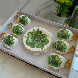 Elegant Blue Floral <b>Tea</b> <b>Set</b> With Premium Porcelain Material Stylish <b>Tea</b> Cups Decorative Teapot Serving Tray Sugar Bowl Milk - Product Image 3